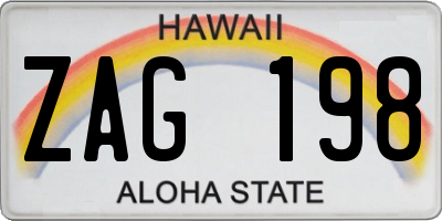 HI license plate ZAG198