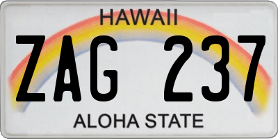 HI license plate ZAG237