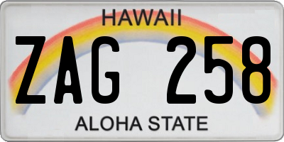 HI license plate ZAG258