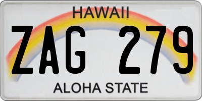 HI license plate ZAG279