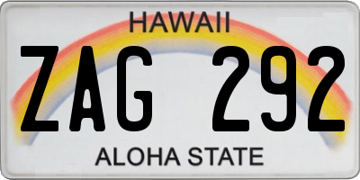 HI license plate ZAG292