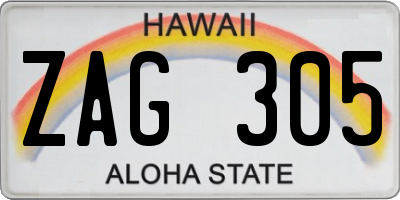 HI license plate ZAG305