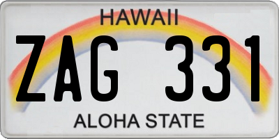 HI license plate ZAG331