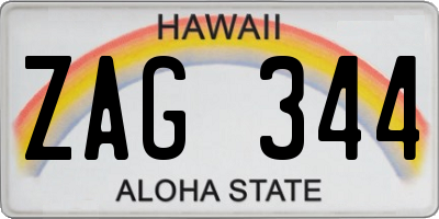 HI license plate ZAG344
