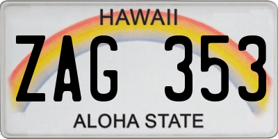 HI license plate ZAG353