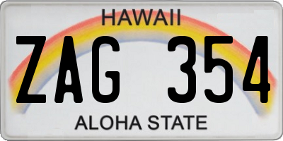 HI license plate ZAG354