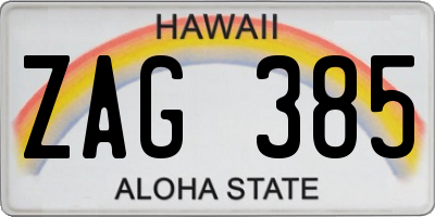 HI license plate ZAG385