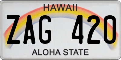 HI license plate ZAG420