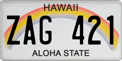 HI license plate ZAG421