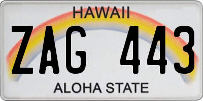 HI license plate ZAG443