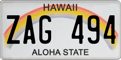 HI license plate ZAG494