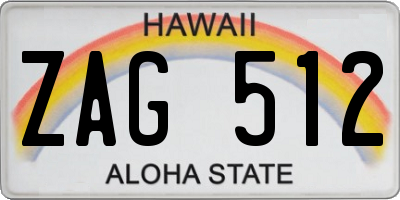 HI license plate ZAG512