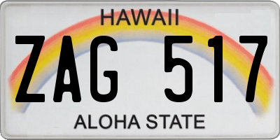 HI license plate ZAG517