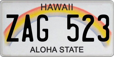 HI license plate ZAG523