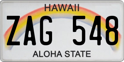 HI license plate ZAG548