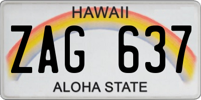 HI license plate ZAG637