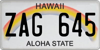 HI license plate ZAG645