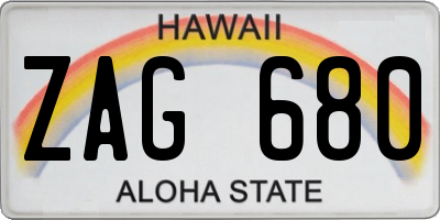 HI license plate ZAG680
