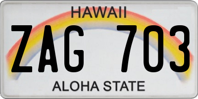 HI license plate ZAG703