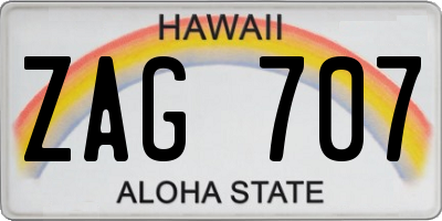 HI license plate ZAG707