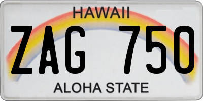 HI license plate ZAG750