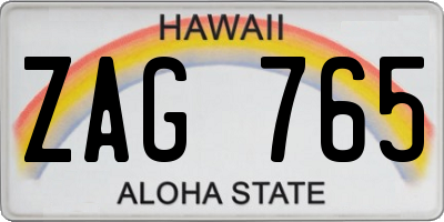 HI license plate ZAG765