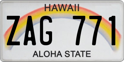 HI license plate ZAG771