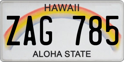 HI license plate ZAG785