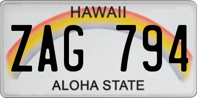 HI license plate ZAG794