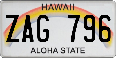 HI license plate ZAG796