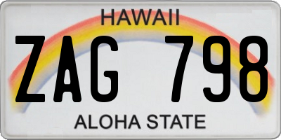 HI license plate ZAG798