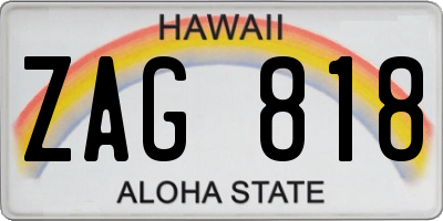 HI license plate ZAG818