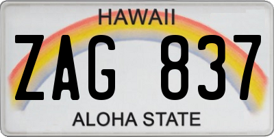 HI license plate ZAG837