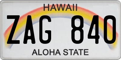 HI license plate ZAG840