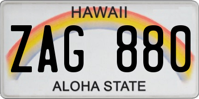 HI license plate ZAG880
