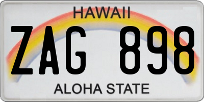 HI license plate ZAG898