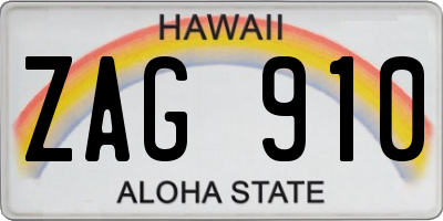 HI license plate ZAG910