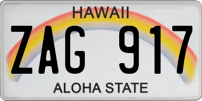 HI license plate ZAG917