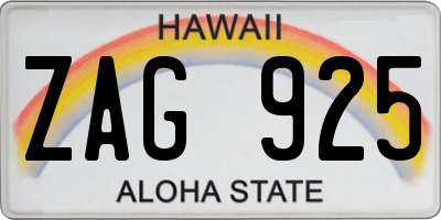 HI license plate ZAG925