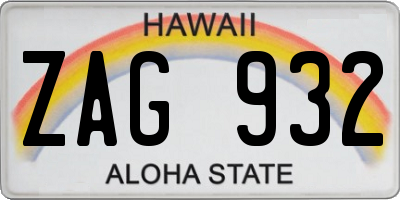 HI license plate ZAG932