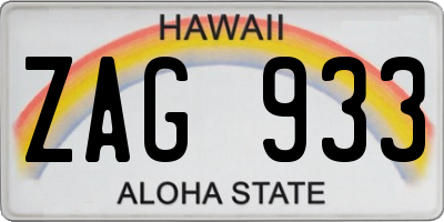HI license plate ZAG933