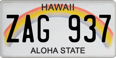 HI license plate ZAG937