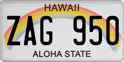HI license plate ZAG950
