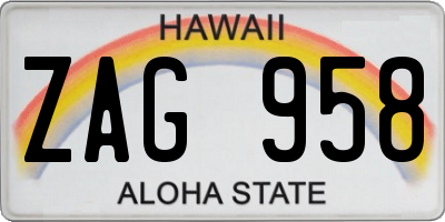 HI license plate ZAG958