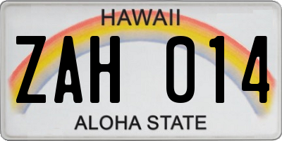 HI license plate ZAH014