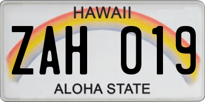HI license plate ZAH019