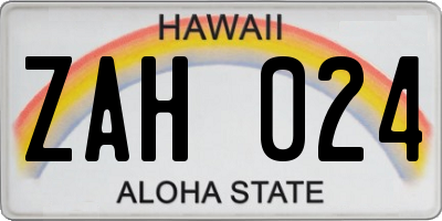 HI license plate ZAH024