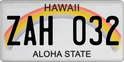 HI license plate ZAH032