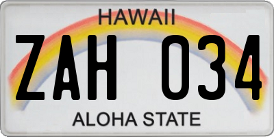 HI license plate ZAH034