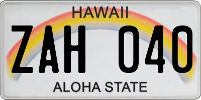 HI license plate ZAH040